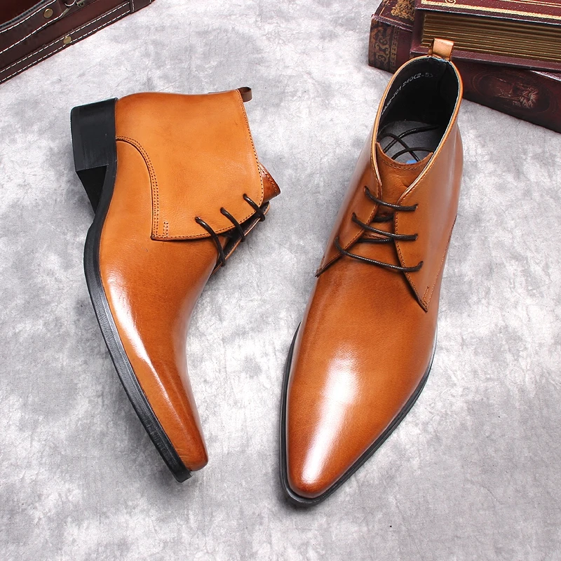 Genuine Leather Ankle Boots For Men Pointy Black Brown Formal Leather Boots Man To Dress Elegant Lace-up Low Chelsea Boots Men
Genuine Leather Ankle Boots For Men Pointy Black Brown Formal Leather Boots Man To Dress Elegant Lace-up Low Chelsea Boots Men