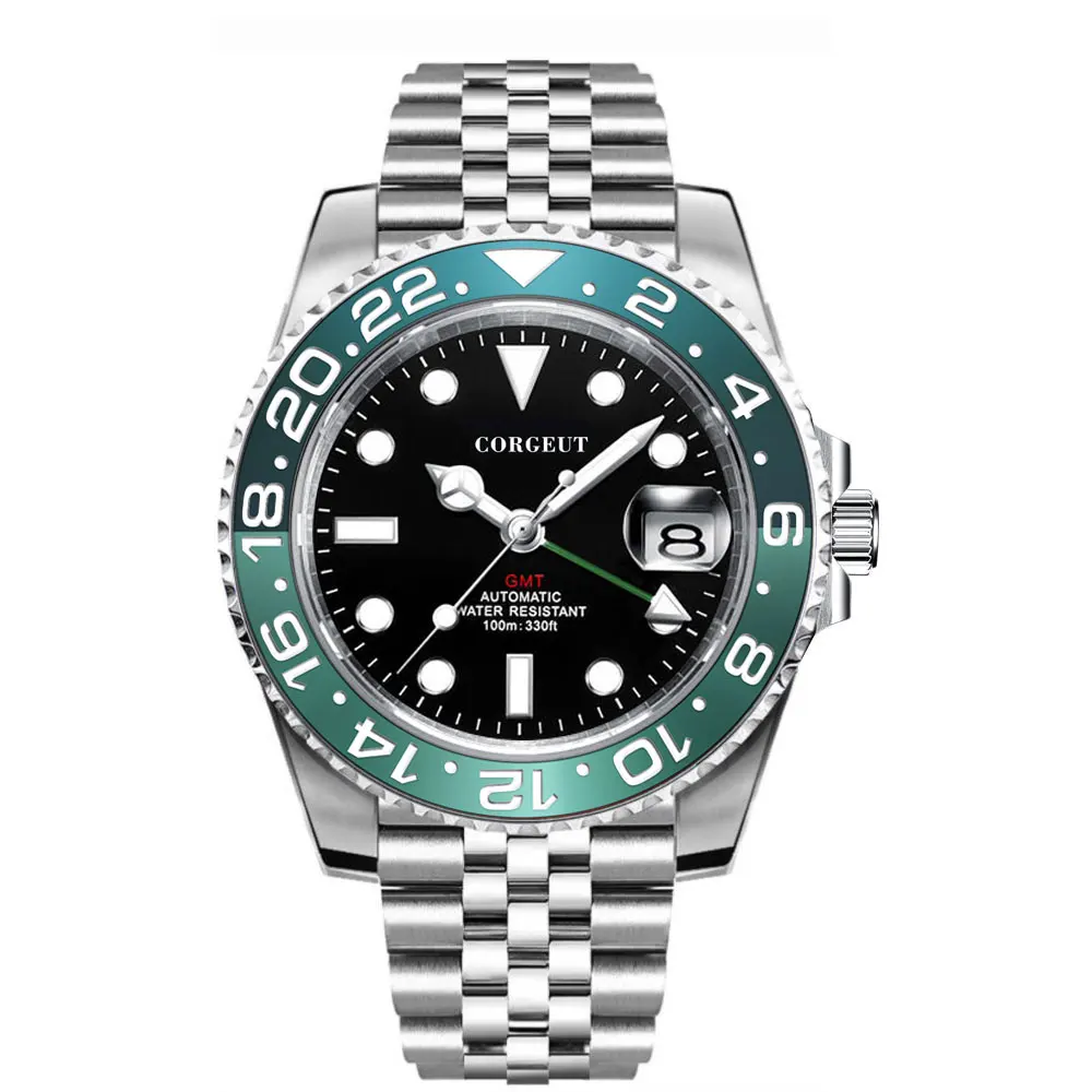 Corgeut Automatic Men's Watch GMT Jubilee Bracelet Rotating Bezel Ceramics Insert Sapphire Glass 40mm 100m Water proof
Corgeut Automatic Men's Watch GMT Jubilee Bracelet Rotating Bezel Ceramics Insert Sapphire Glass 40mm 100m Water proof