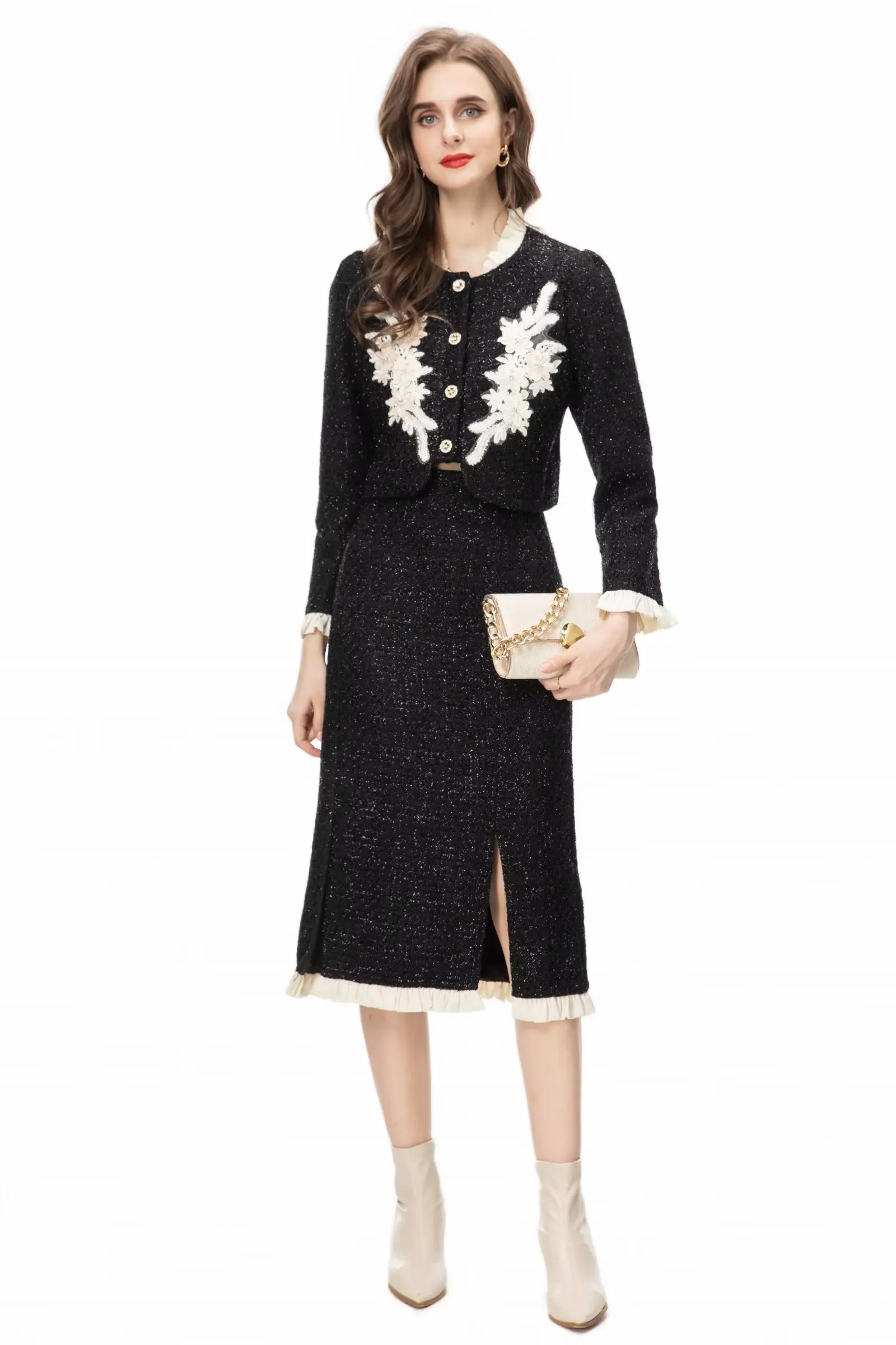 utumn And Winter Ensemble 2-Piece Aet 2023 Embroidered Single-Breasted Blouse Split Skirt
utumn And Winter Ensemble 2-Piece Aet 2023 Embroidered Single-Breasted Blouse Split Skirt