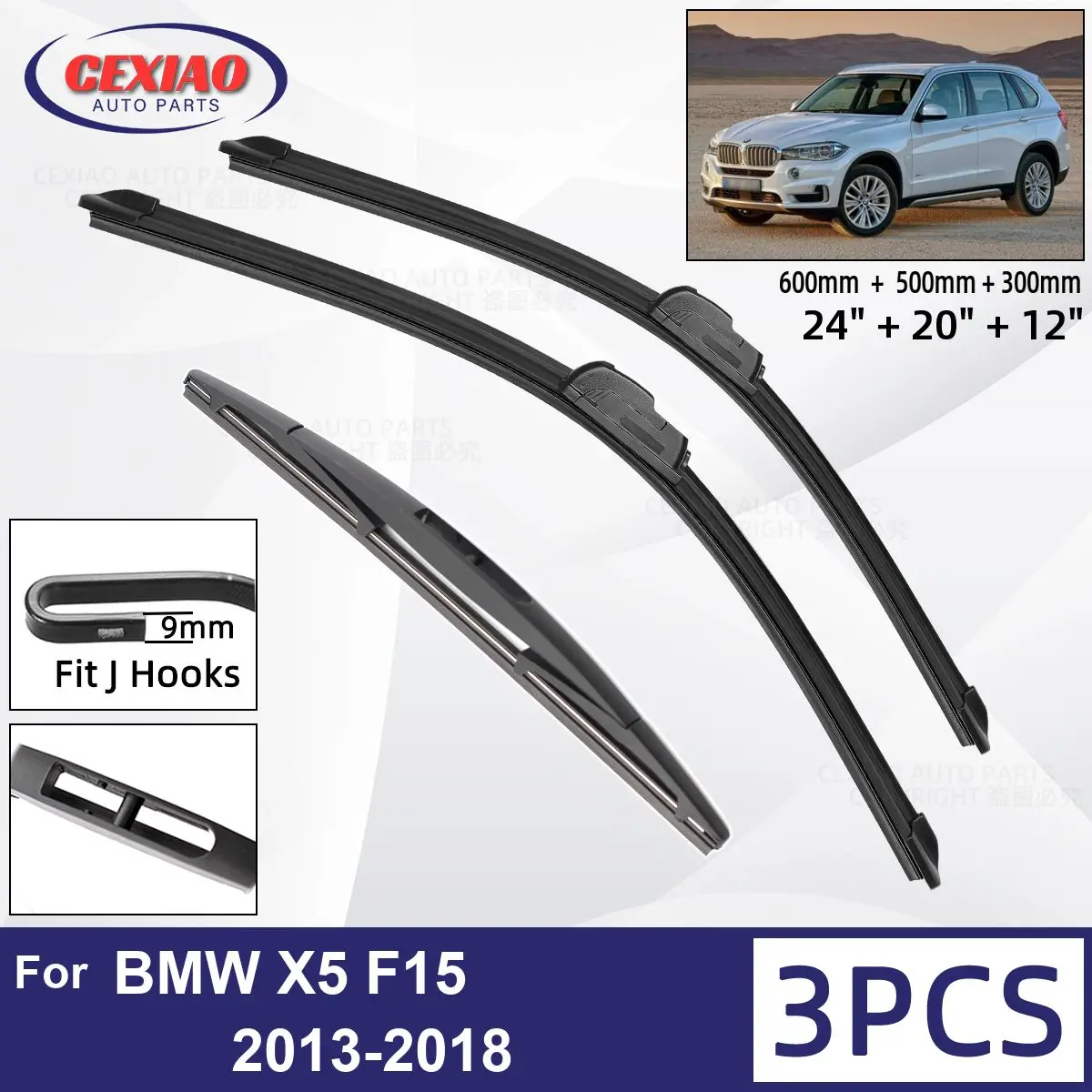 For BMW X5 F15 2013-2018 Car Front Rear Wiper Blades Soft Rubber Windscreen Wipers Auto Windshield 24"20"12" 2014 2015 2016 2017
For BMW X5 F15 2013-2018 Car Front Rear Wiper Blades Soft Rubber Windscreen Wipers Auto Windshield 24"20"12" 2014 2015 2016 2017