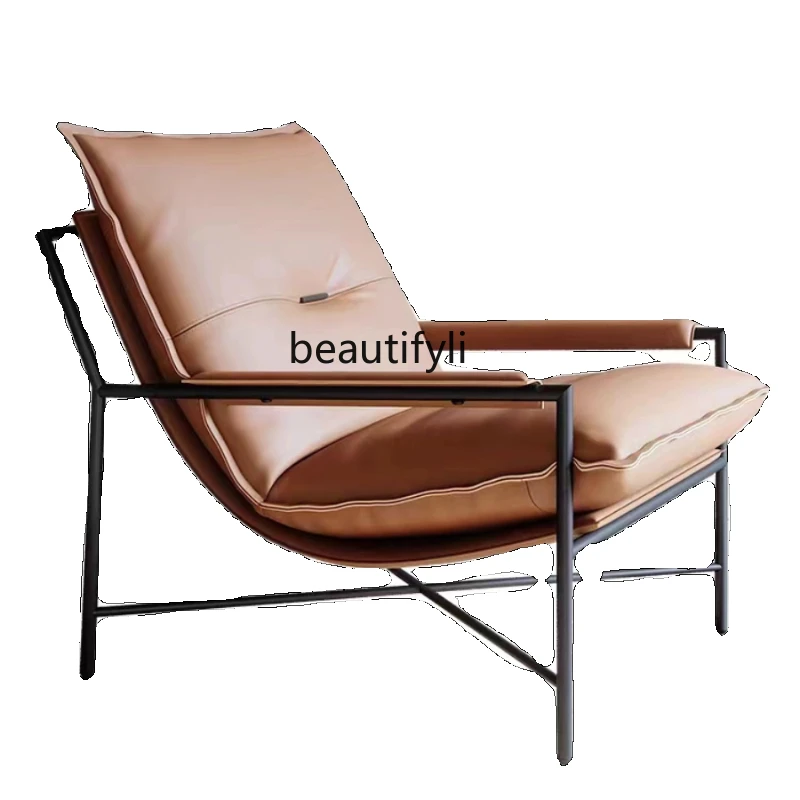 

Современный простой и роскошный удобный лежачий диван-стул для отдыха на балконе, спальне, кожаное кресло с откидывающейся спинкой и одним диваном