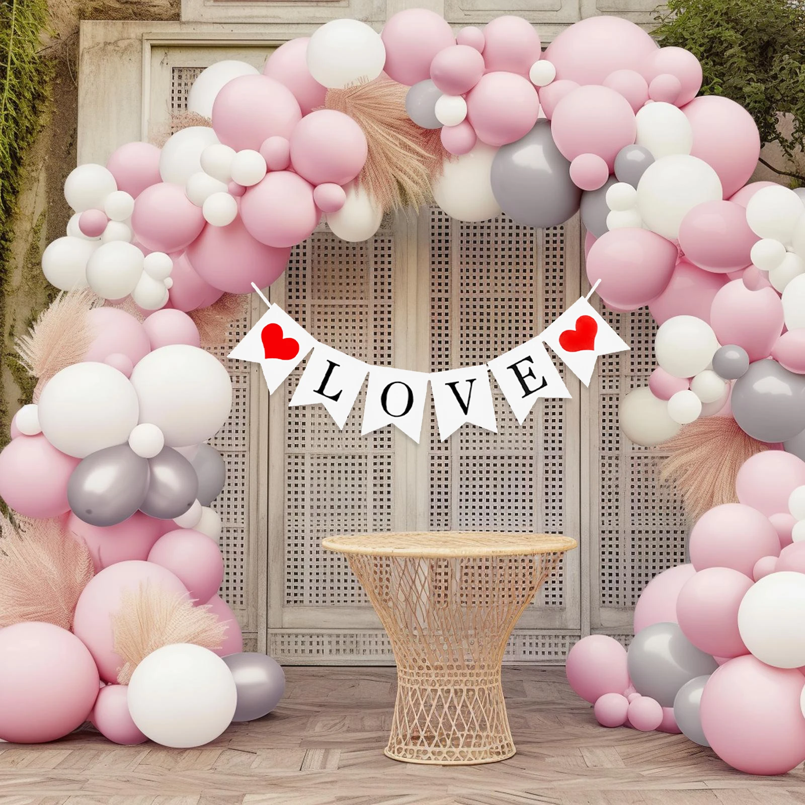 

117pcs Set 10 Inch Rose Red 20pc Latex Latex Balloon 16 4ft White Paper Card Letter Banner Party Balloons For Birthday Party