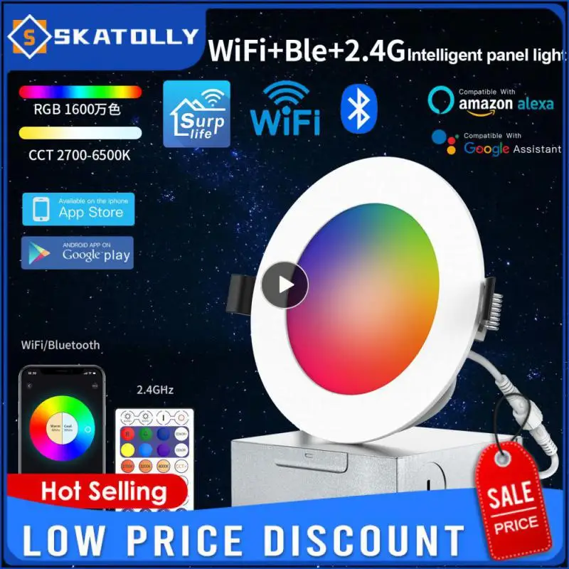 Потолочный светильник, регулируемый светодиодный умный потолочный светильник Rgb 120 В, с голосовым управлением, лампа с Wi-Fi, работает с Alexa Home, 9 Вт, 100-130vac 
Потолочный светильник, регулируемый светодиодный умный потолочный светильник Rgb 120 В, с голосовым управлением, лампа с Wi-Fi, работает с Alexa Home, 9 Вт, 100-130vac