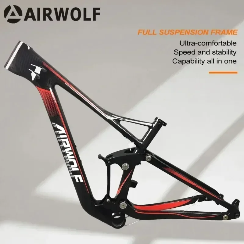 

Airwolf T1000 29er Carbon MTB Frame Full Suspension Mountain Bike Frame 12*148 PF30 Thru Axle Boost Bicycle Disc Brack Frameset