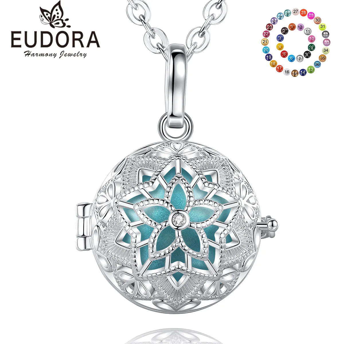 Eudora 18mm Harmony Ball Lotus Flower Crystal Cage Pendant Necklace Angel Caller Baby Bola Fashion pregnant Jewelry for Women
Eudora 18mm Harmony Ball Lotus Flower Crystal Cage Pendant Necklace Angel Caller Baby Bola Fashion pregnant Jewelry for Women