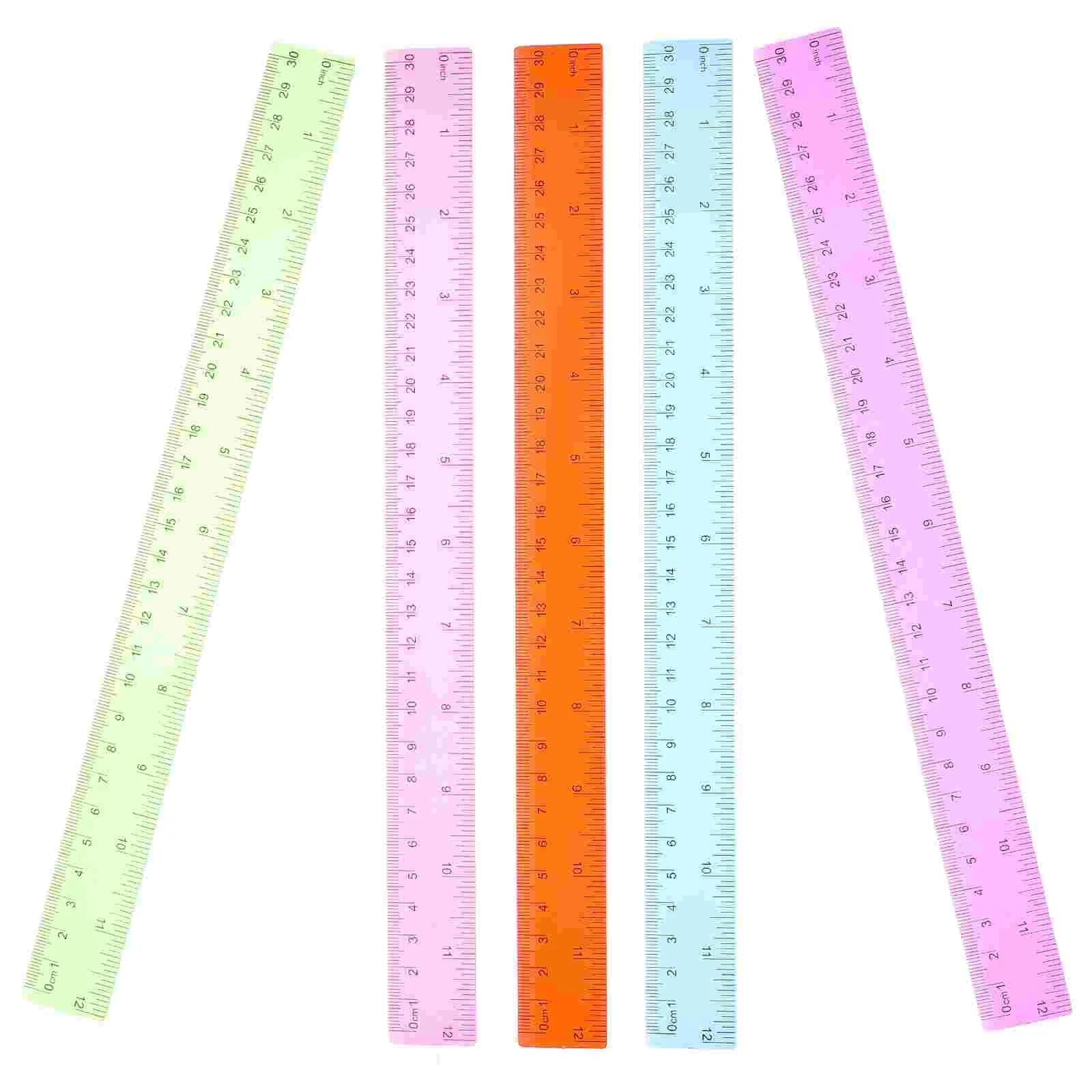 

5 Pcs Creative Plastic Ruler with Centimeters Portable Rulers Reusable Drawing Colored Student