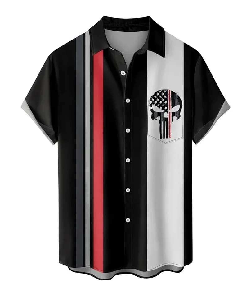 Summer Hawaiian Men's Shirts Short Sleeve Button Tops Flag Striped Print High Quality Beach Casual Vacation Pocket Clothing 2024
Summer Hawaiian Men's Shirts Short Sleeve Button Tops Flag Striped Print High Quality Beach Casual Vacation Pocket Clothing 2024