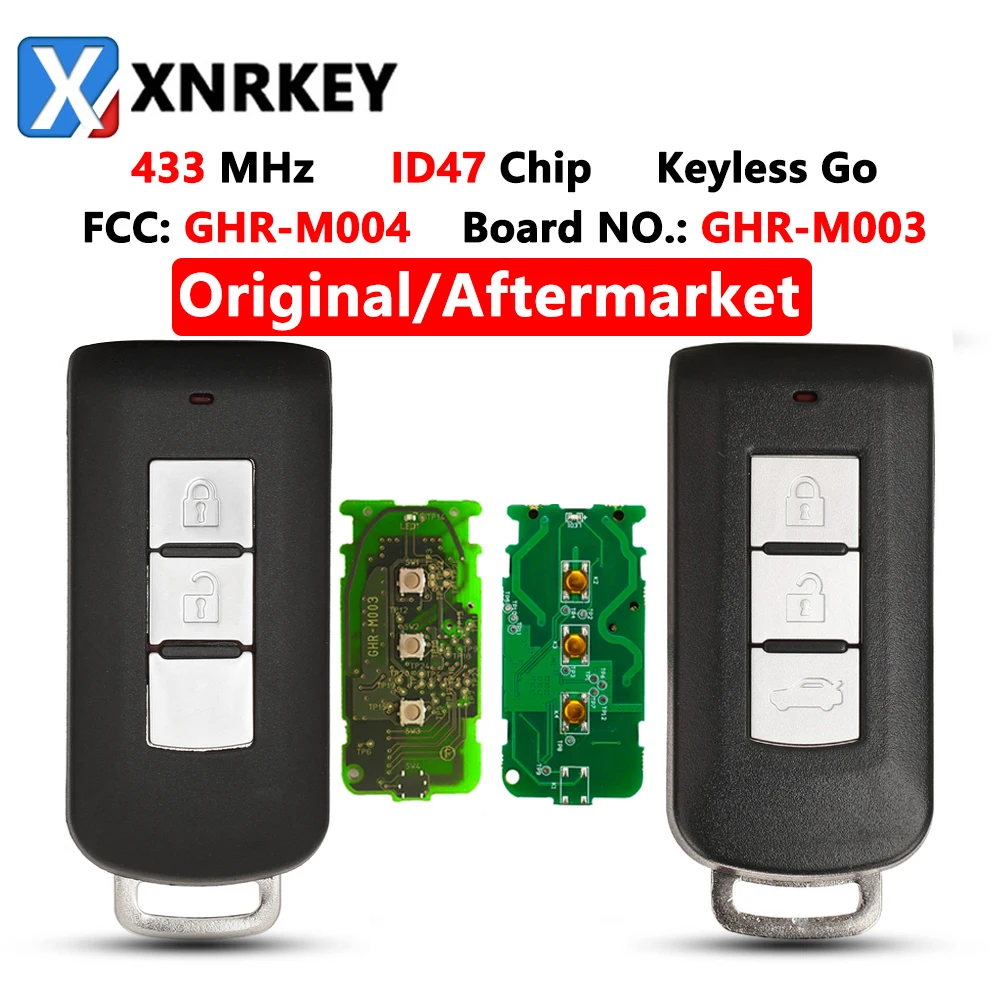 XNRKEY оригинальный/Aftermarket Smart Remote Car Key ID47 Chip 433Mhz для Mitsubishi Montero L200 Pajero Outlander GHR-M004
XNRKEY оригинальный/Aftermarket Smart Remote Car Key ID47 Chip 433Mhz для Mitsubishi Montero L200 Pajero Outlander GHR-M004
