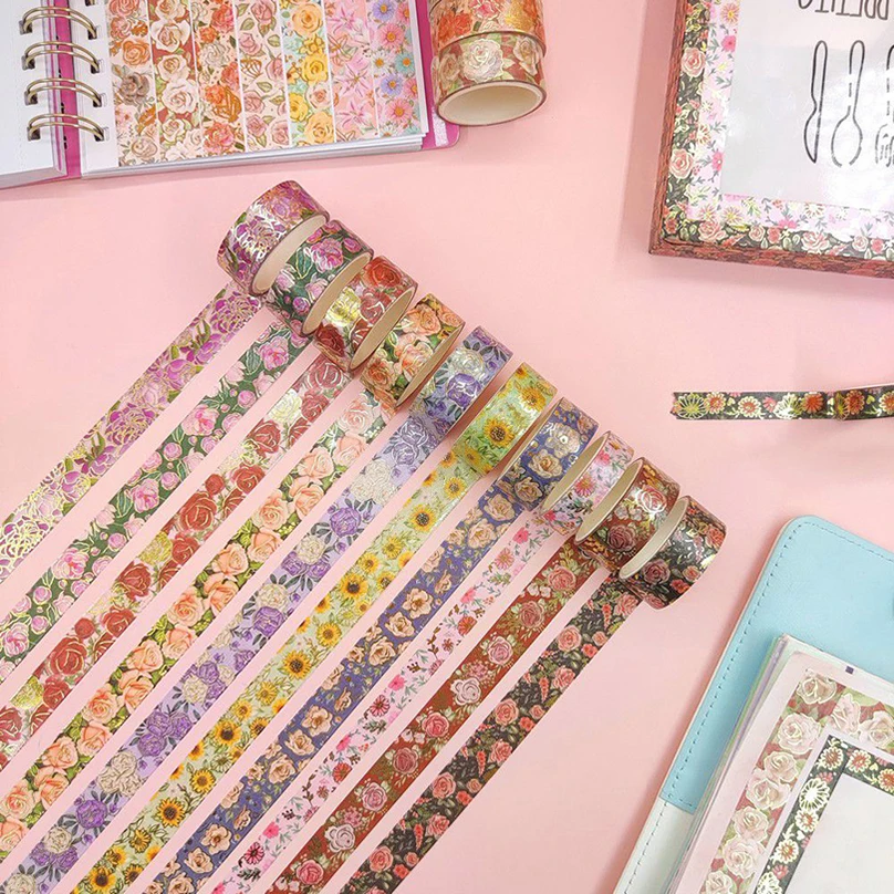 18Rolls Gold Foil Flowers Washi Tape Set Journal Supplies Masking Tape Stickers Washitape Stationery Decorative Adhesive Tape
18Rolls Gold Foil Flowers Washi Tape Set Journal Supplies Masking Tape Stickers Washitape Stationery Decorative Adhesive Tape