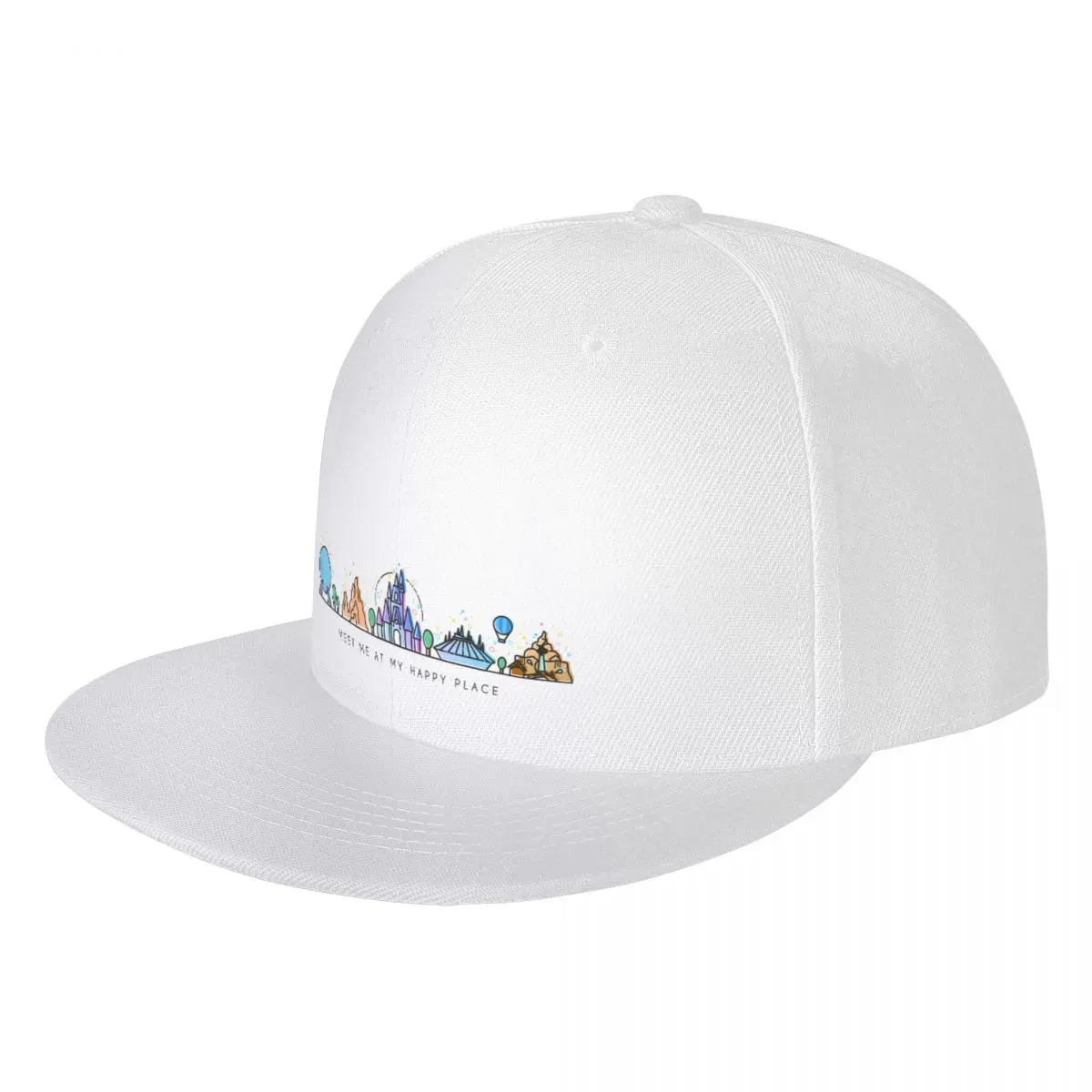 

Meet me at my Happy Place Vector Orlando Theme Park Illustration Design Hip Hop Hat Mountaineering mens hats Women's