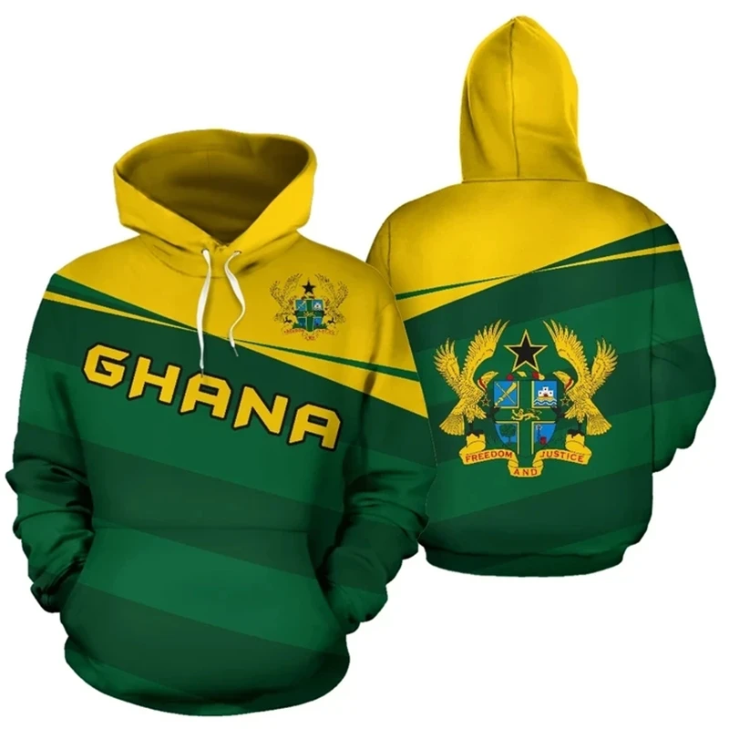 

Ghana Flag Map Graphic Sweatshirts GHA National Emblem Hoodie For Men Clothes Africa Boy Hoody Casual Male Tracksuit Jersey Tops
