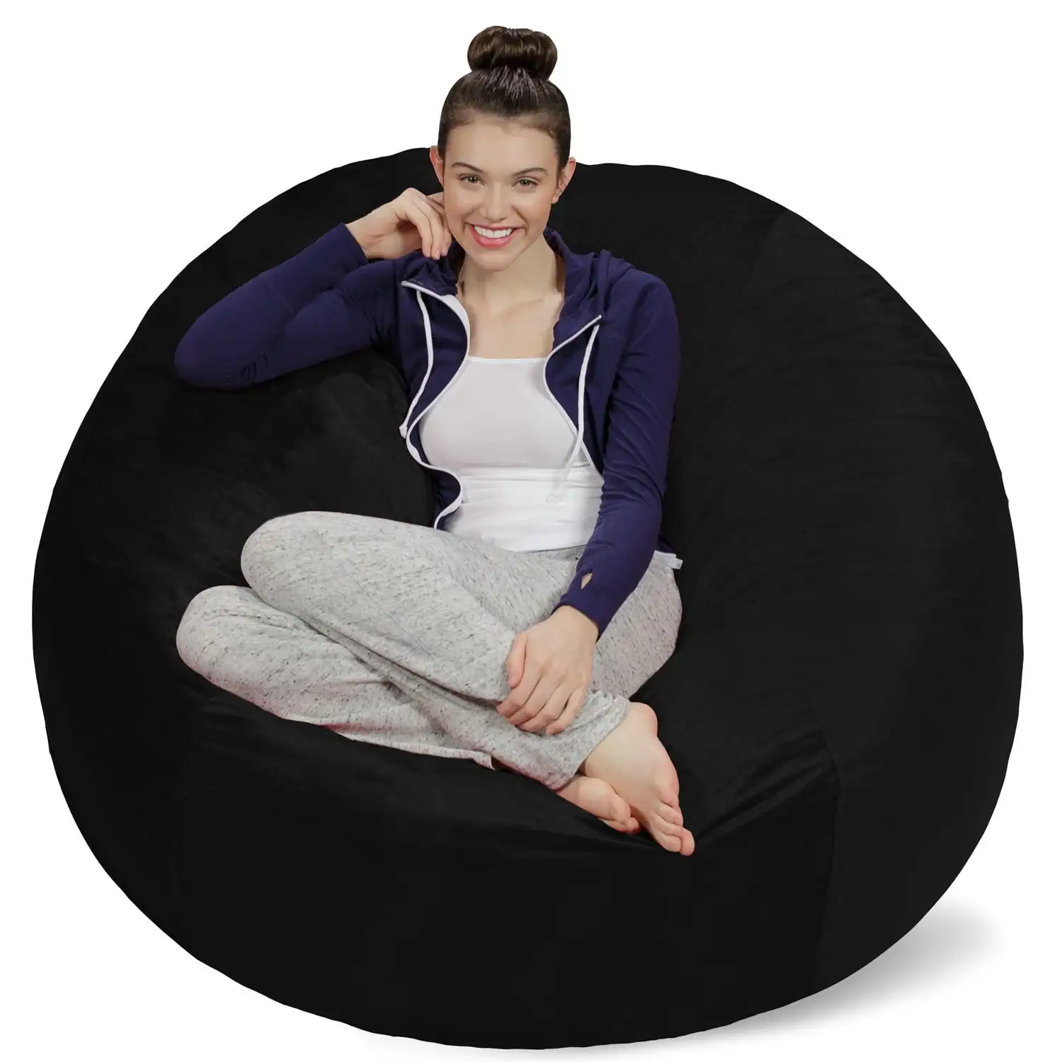 Sofa Sack Bean Bag Chair, Memory Foam Lounger with Microsuede Cover, Kids, Adults, 5 ft, Black
Sofa Sack Bean Bag Chair, Memory Foam Lounger with Microsuede Cover, Kids, Adults, 5 ft, Black