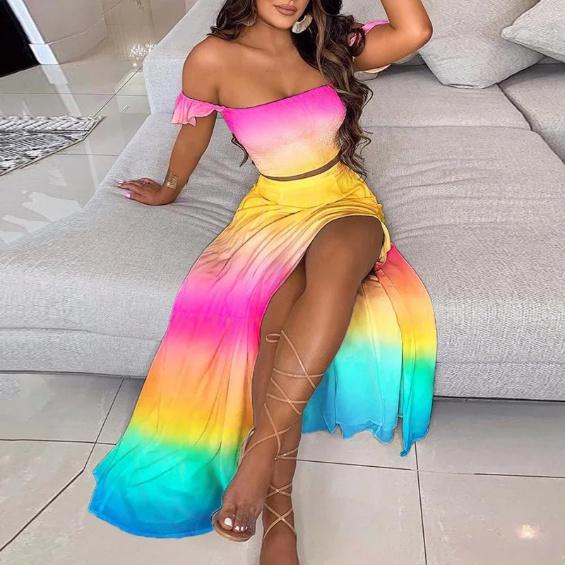 Summer Slim Fit Bohemian Print Skirt Retro Set For Women Sexy Off The Shoulder Crop Top And Maxi Skirts Two Piece Sets Woman
Summer Slim Fit Bohemian Print Skirt Retro Set For Women Sexy Off The Shoulder Crop Top And Maxi Skirts Two Piece Sets Woman