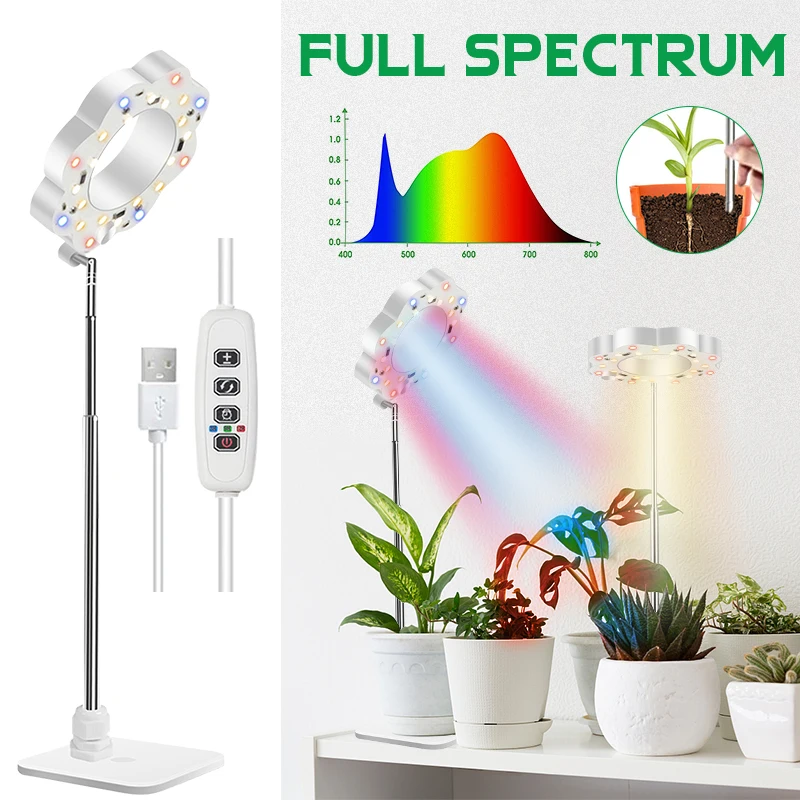 

Indoor Full Spectrum Led Grow Light 360° Rotation Plant Lamp Height Adjustable with Timer 3 Color Modes And 10 Brightness Levels