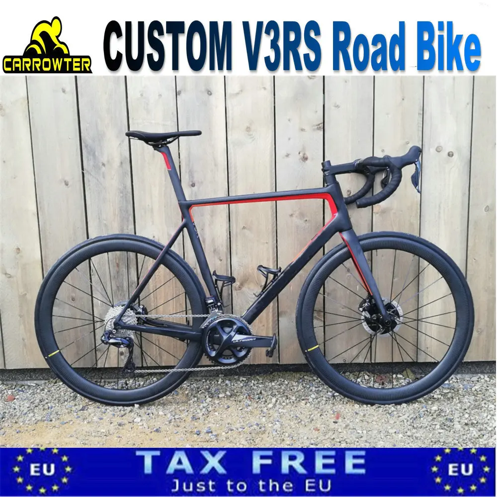 

30 Colors Red V3Rs Road Carbon Complete bike DISC Brake Matte with 105 R7020 disk Groupset 50mm disc Carbon wheelset