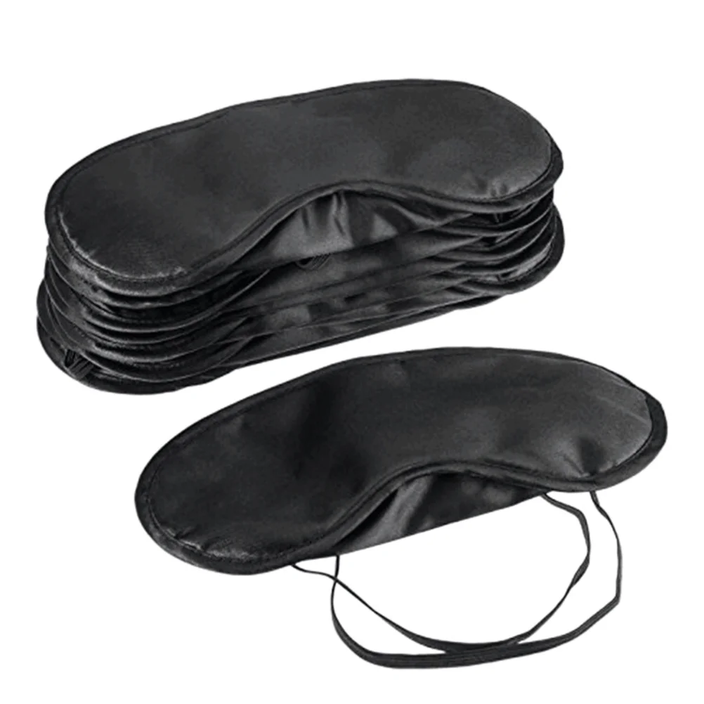 

10pcs Polyester Sleeping Blindfold Portable Shading Eyepatch Eyeshade Eye Mask (Black)