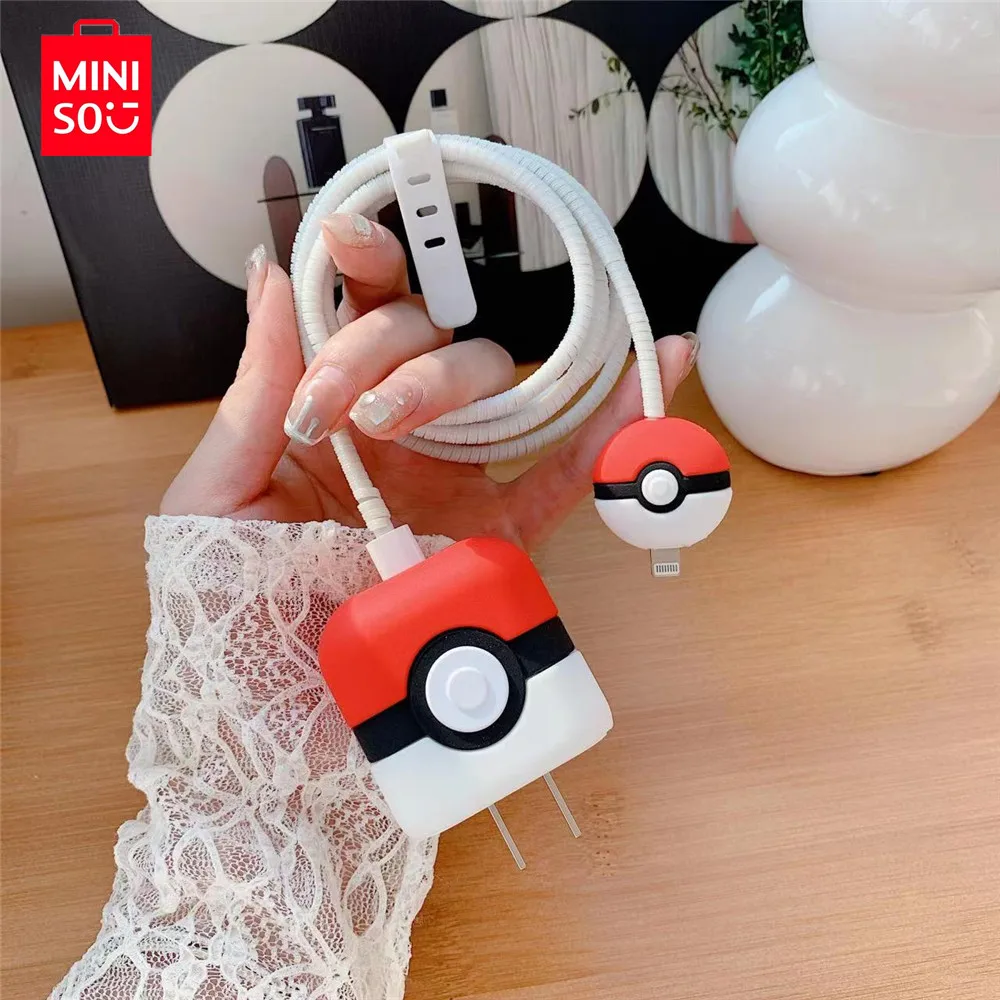 

MINISO Pokemon 4Pcs Set Cable Protector for iPhone / iPad 18W/20W Charger Case Cute Cable Management Phone Wire Cord Organizers