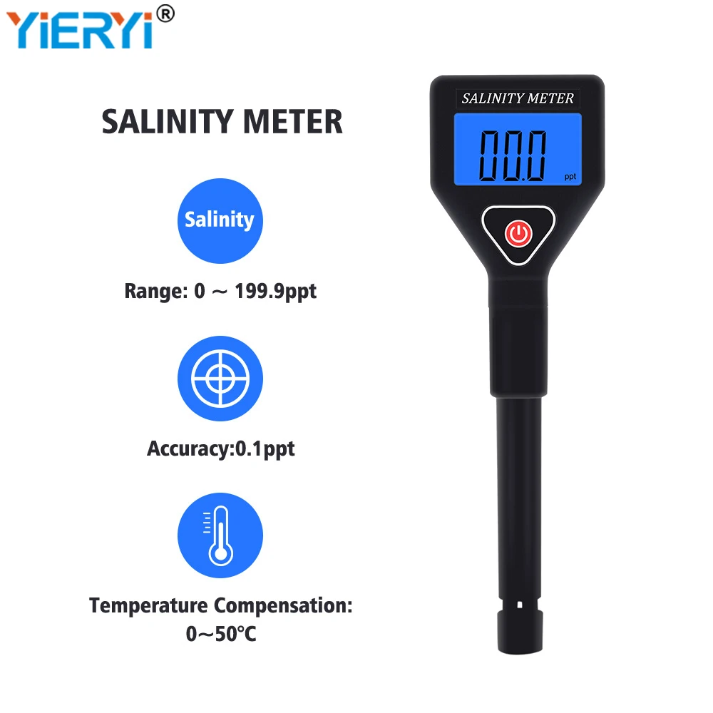 Digital Temperature Salinity Meter 0-199.9ppt Seawater Salt Tester Food Brine Concentration Monitor for Aquarium Swimming Pool
Digital Temperature Salinity Meter 0-199.9ppt Seawater Salt Tester Food Brine Concentration Monitor for Aquarium Swimming Pool