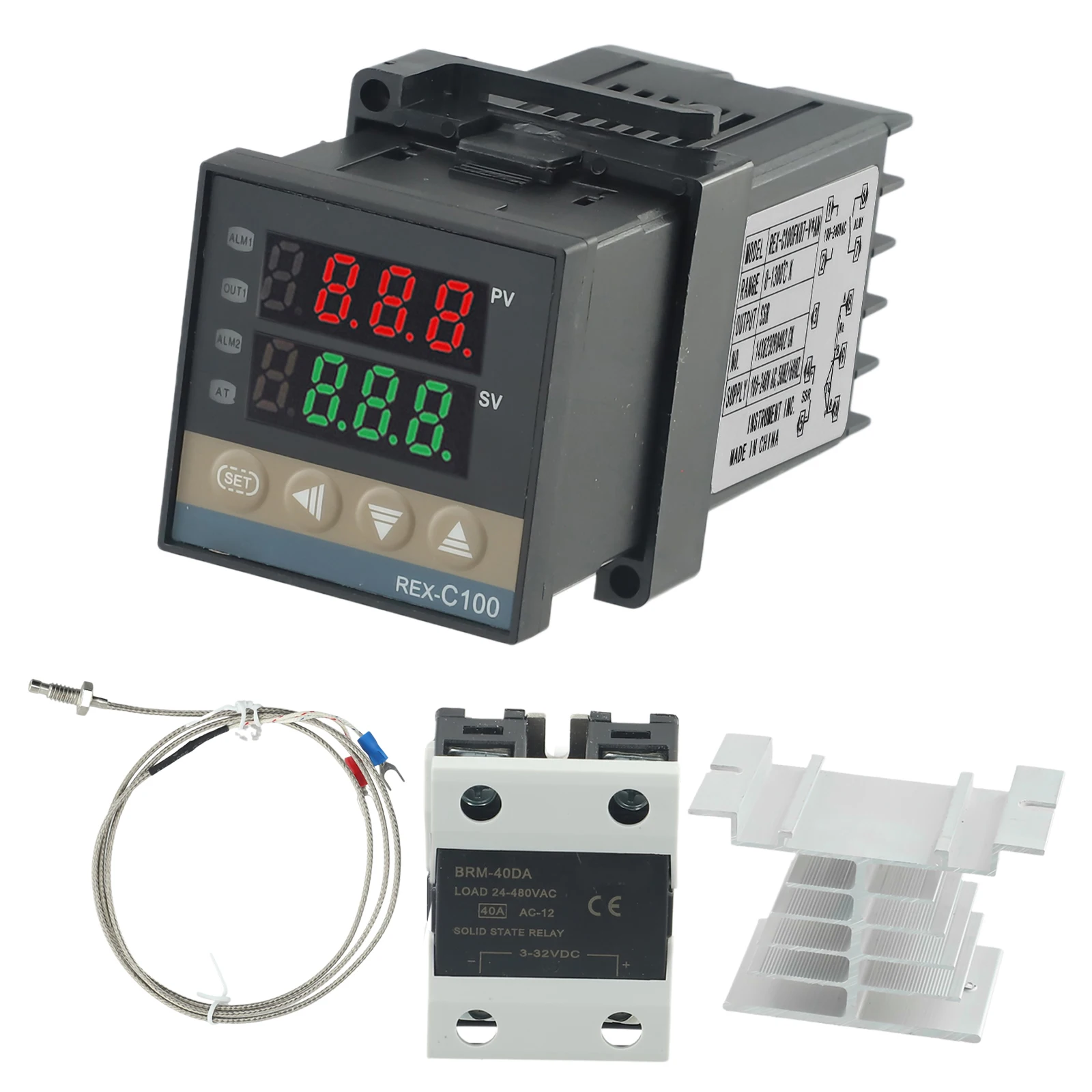 REX-C100 Intelligent Temperature Controller SSR 40DA K Thermocouple Heat Sink Kit Digital Thermostat Output
REX-C100 Intelligent Temperature Controller SSR 40DA K Thermocouple Heat Sink Kit Digital Thermostat Output