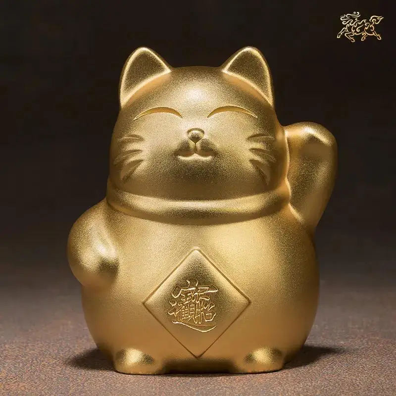 

5A High grade gift present HOME Shop multipurpose Mascot Bring good luck Recruit wealth Gold Lucky Cat Fortune cat copper statue