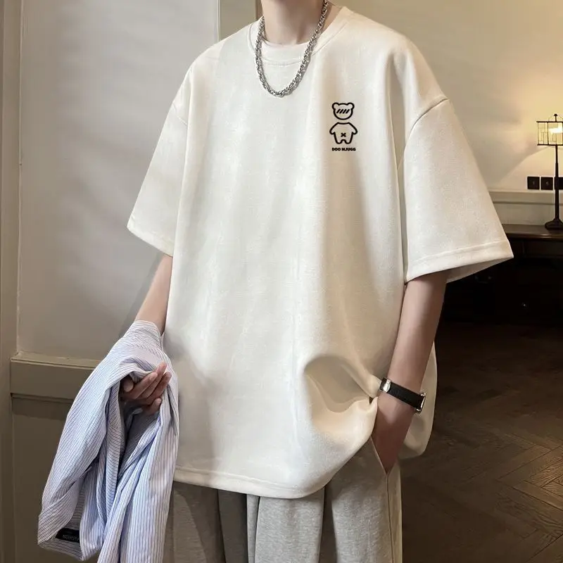 Suede short-sleeved summer t-shirt 2024 new American ins trendy brand bear print top high street retro clothes men clothing y2k
Suede short-sleeved summer t-shirt 2024 new American ins trendy brand bear print top high street retro clothes men clothing y2k