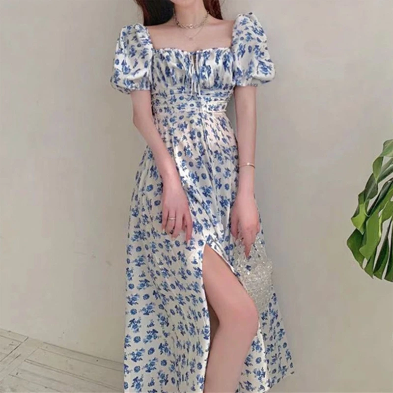 Floral Print Split Dress Women Puff Short Sleeve Fashionable Retro Sqauare Neck Ruched Bandage High Waist Loose Sundress
Floral Print Split Dress Women Puff Short Sleeve Fashionable Retro Sqauare Neck Ruched Bandage High Waist Loose Sundress
