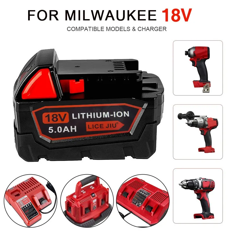 

18VM18B 9.0Ah сменный литий-ионный аккумулятор для Milwaukee M18 Электроинструмент зарядное устройство для батарей подходит для Milwaukee M18 12В ~ 18В