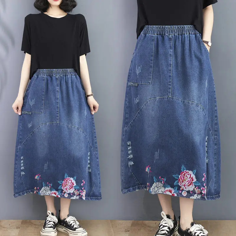 Ethnic Style Denim Embroidery Mid Length Skirt Loose Summer Retro Art Irregular A-Line Skirt For Women Jeans Saias 2023 Z1093
Ethnic Style Denim Embroidery Mid Length Skirt Loose Summer Retro Art Irregular A-Line Skirt For Women Jeans Saias 2023 Z1093