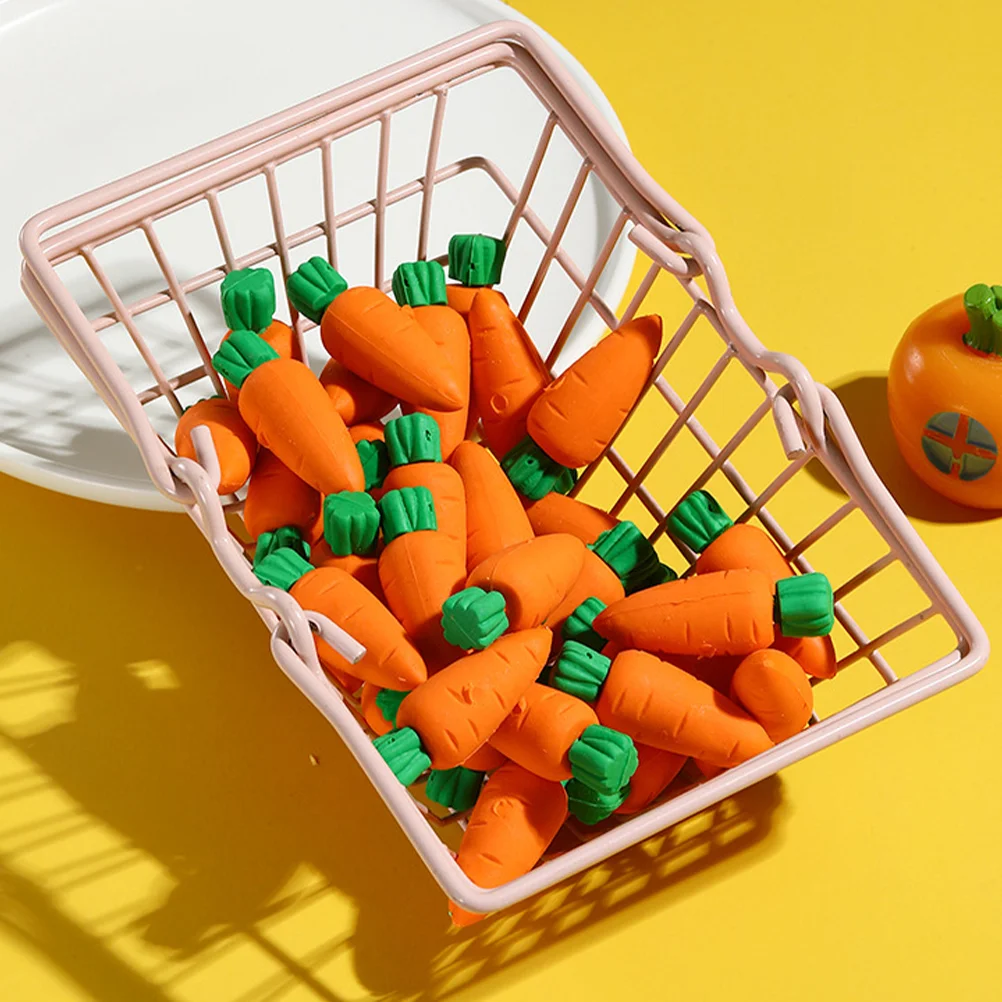 

50 Pcs Childrens Toys Eraser Stationery Creative Vegetable Vegetables Erasers Pencil Carrot Shape Student