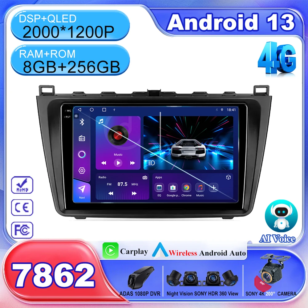 Автомобильный мультимедийный плеер Android 13 для Mazda 6 Ⅱ GH 2007-2012, автомобильное радио, стереозвук, Wi-Fi, GPS-навигация, QLED экран, видеорегистратор 7862
Автомобильный мультимедийный плеер Android 13 для Mazda 6 Ⅱ GH 2007-2012, автомобильное радио, стереозвук, Wi-Fi, GPS-навигация, QLED экран, видеорегистратор 7862