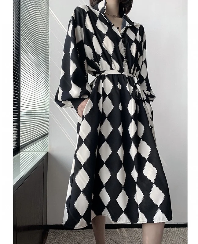 New Women's Clothing For Spring And Summer 2023 Lace-up Waist-Tight Black and White Rhombus Plaid over-the-Knee Dress 0413
New Women's Clothing For Spring And Summer 2023 Lace-up Waist-Tight Black and White Rhombus Plaid over-the-Knee Dress 0413