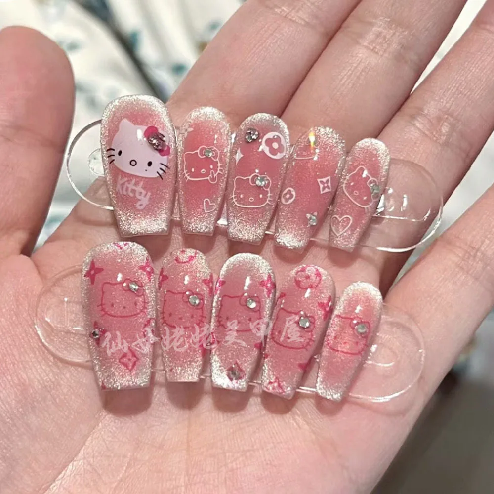 Sanrio Cartoon Cute Hello Kitty Y2K Pink Halo Dyed Shiny Cat Eyes Nail Patch Pure Handmade Wearing Nail Patch Student
Sanrio Cartoon Cute Hello Kitty Y2K Pink Halo Dyed Shiny Cat Eyes Nail Patch Pure Handmade Wearing Nail Patch Student