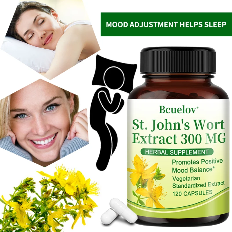Добавка St. John's Wort-улучшает эмоциональный баланс, снимает стресс и беспокойство и улучшает качество сна вегетарианский