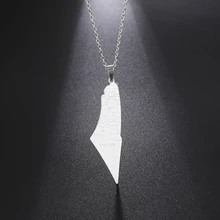 LIKGREAT Map Pendant Necklace Fashion Country Geography Stainless Steel Chain Necklaces for Women Men Engagement Jewelry Gift