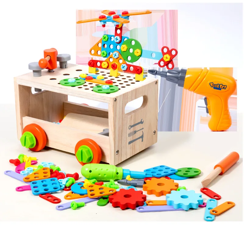 

New children's ever-changing wooden disassembly nut combination tool table kindergarten educational multifunctional buildin