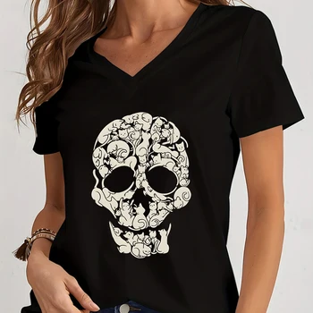 Camiseta Gráfica Exuberante da Série Manga Monogatari: Uma Declaração de Estilo Audaz 8 Harajuku Fashion Women Shirt Many Cute Cats Skull Head Hip Hop Series Clothes Casual Short Sleeve Summer Cute Cat T-shirt Female