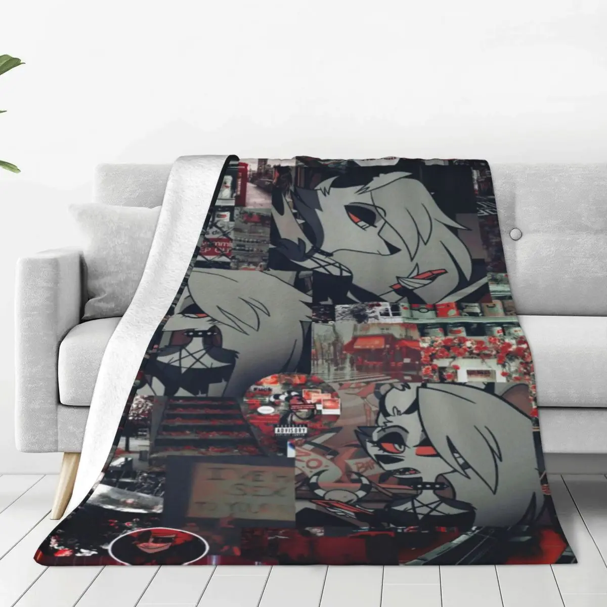 

Helluva Boss Anime Blankets Sofa Cover Coral Fleece Plush All Season Cartoon Ultra-Soft Throw Blankets for Home Couch Bedspread