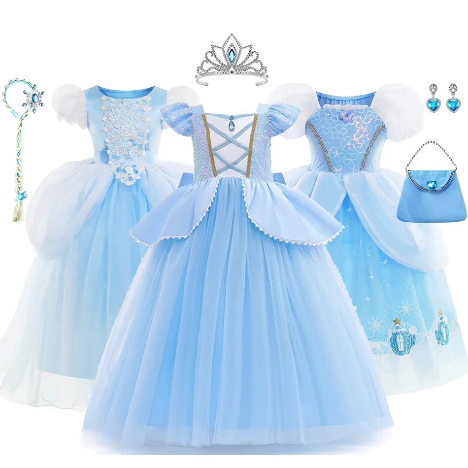 

Платье Золушки, детский Косплей-костюм для девочек, детское платье для вечеринки на Хэллоуин, день рождения, костюмы принцессы