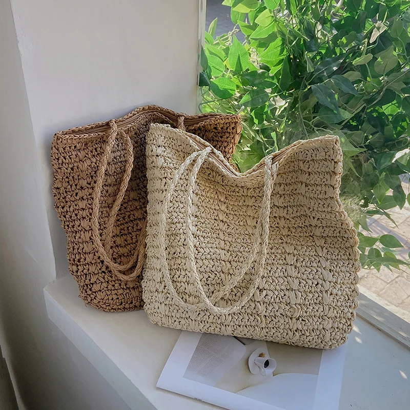 Knitted Rattan Beach Tote - Large Travel Shoulder Bag 17 Sdbc0432d845f475e9b46a9ed40da9776p