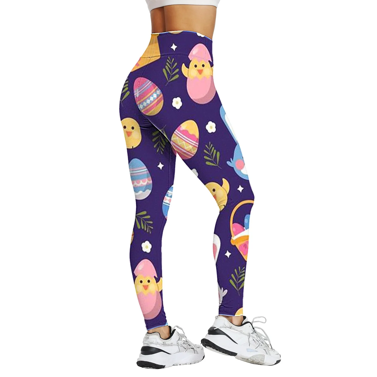 

Chick Eggs Print High Waist Leggings Pants Easter Spring Tight Trousers Sports Gym Yoga Pantalones Female Push Up Legging