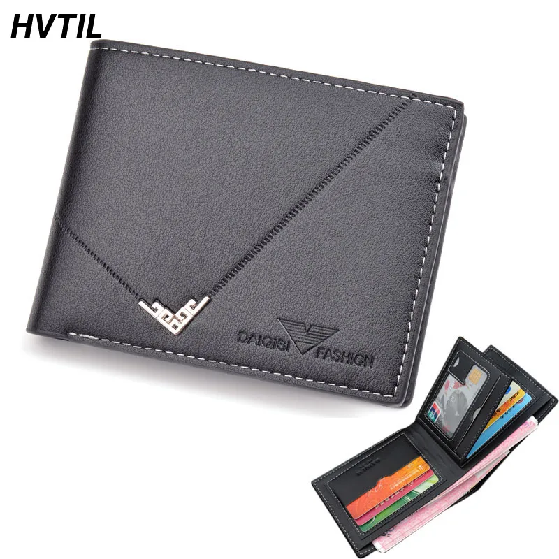 

HVTIL New Men Wallet Short Multi-Card Fashion PU Leather ID Holder Wallet Business Money Clip Male High Quality Horizontal Purse