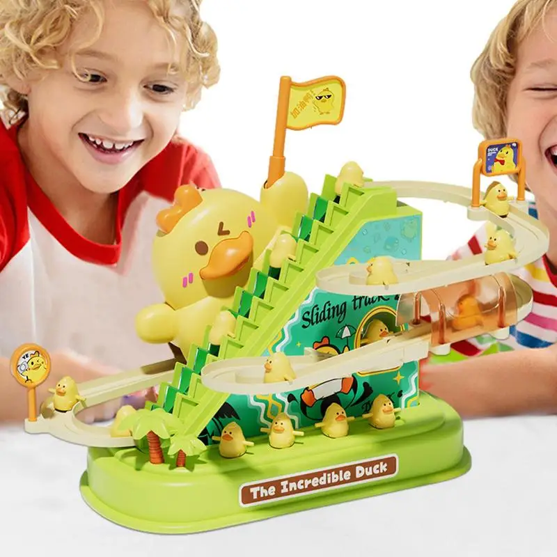 Duck Roller Coaster Toy Electric Ducks Chasing Race Track Game Set Stair-Climbing Duck Cartoon Race Track Set For Kids Toddler
Duck Roller Coaster Toy Electric Ducks Chasing Race Track Game Set Stair-Climbing Duck Cartoon Race Track Set For Kids Toddler