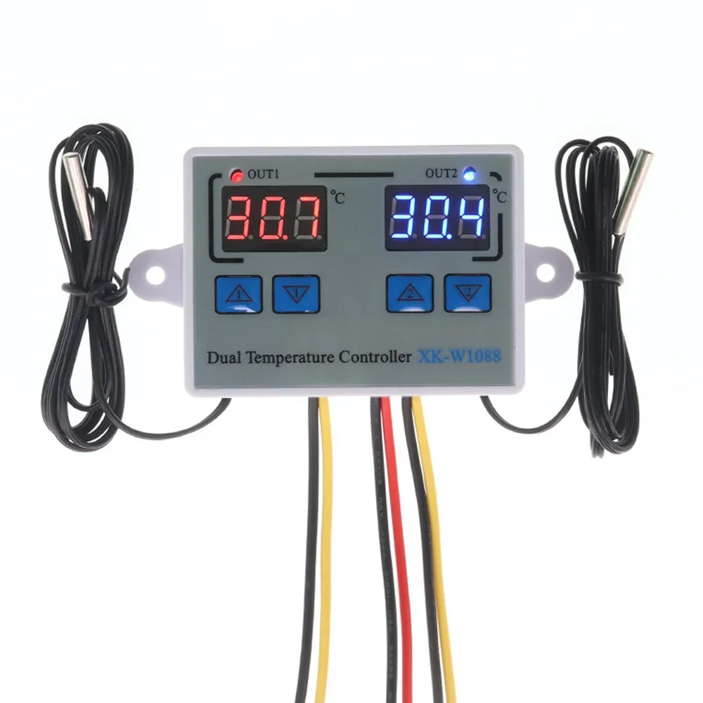 W1088 Dual LED Digital Adjustable Thermostat Temperature Meter Controller Sensor Electric Heating Thermostat Aquarium Incubator
W1088 Dual LED Digital Adjustable Thermostat Temperature Meter Controller Sensor Electric Heating Thermostat Aquarium Incubator