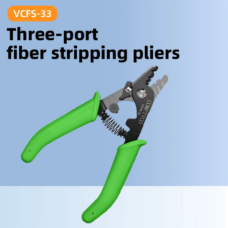 Fiber Stripping Pliers with 3 Holes, FTTH Tools, Stainless VCFS-33, Fit for 0.9MM-3.0MM Cable Fast Stripping
Fiber Stripping Pliers with 3 Holes, FTTH Tools, Stainless VCFS-33, Fit for 0.9MM-3.0MM Cable Fast Stripping