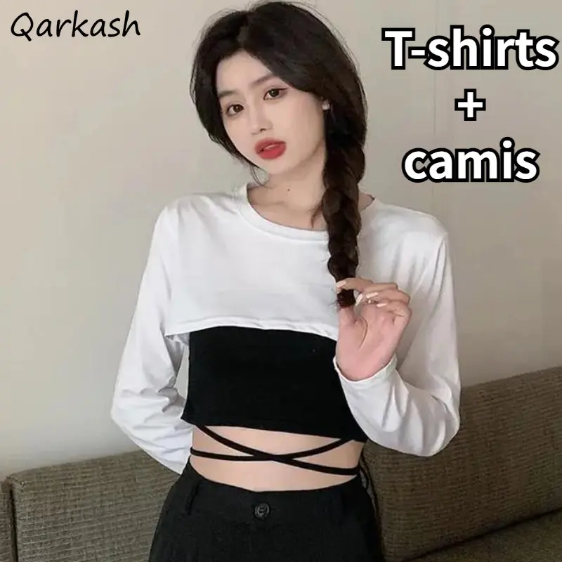 Sets Women Long Sleeve T-shirts Hotsweet Solid Camis Streetwear Crop Tops Cool Spring All-match Korean Style Fashion Ins Daily
Sets Women Long Sleeve T-shirts Hotsweet Solid Camis Streetwear Crop Tops Cool Spring All-match Korean Style Fashion Ins Daily