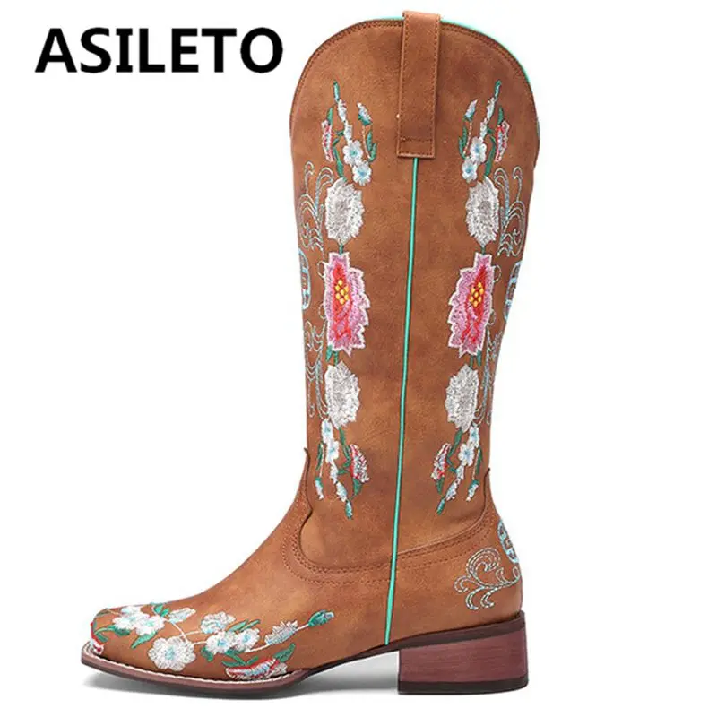 ASILETO Classic Cowgirl Western Boots For Women Square Toe Low Heel Slip-on Short Plush Embroider Flower Plus Size 34-48 S3712
ASILETO Classic Cowgirl Western Boots For Women Square Toe Low Heel Slip-on Short Plush Embroider Flower Plus Size 34-48 S3712