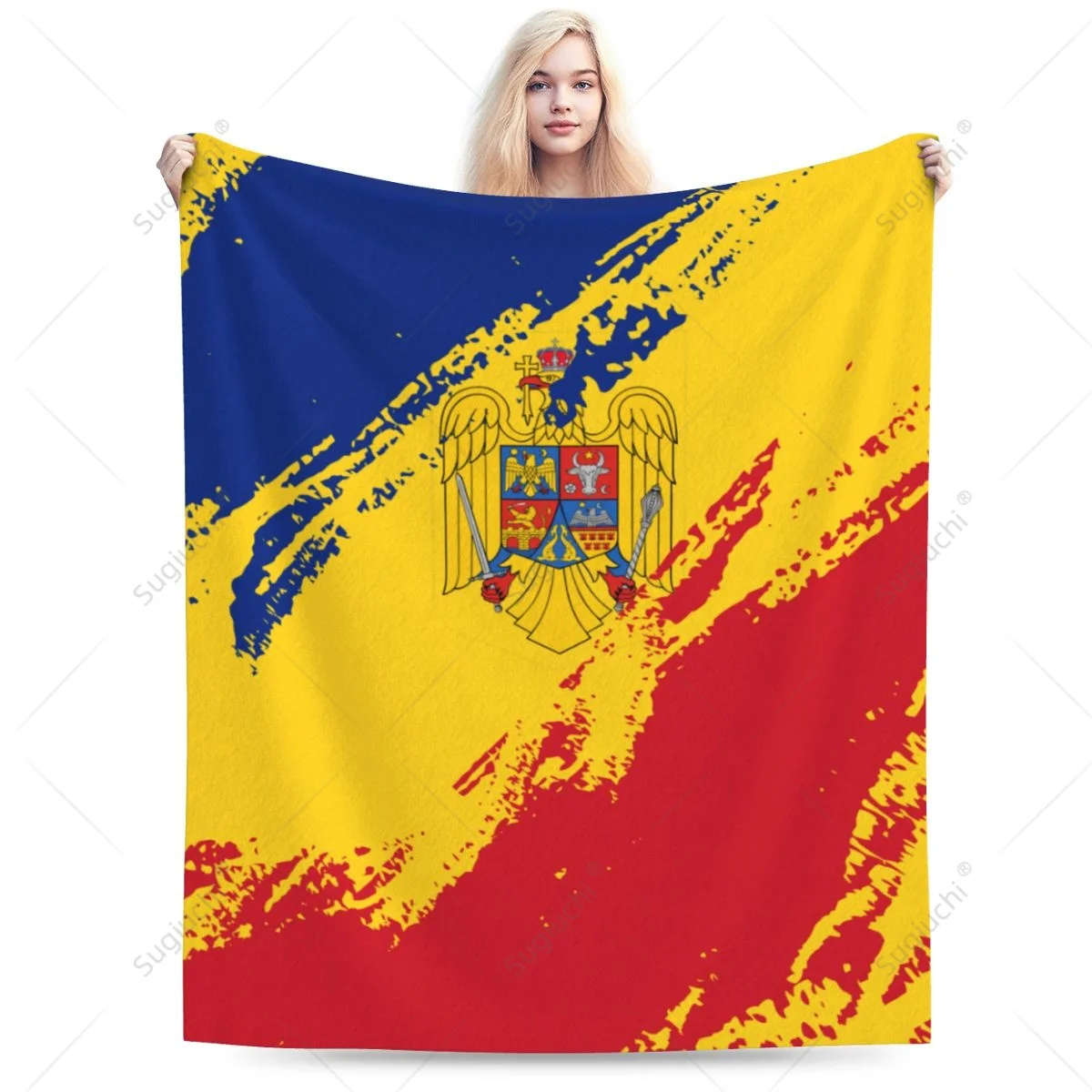 

Одеяло с флагом Румынии, цветной фланелевый многофункциональный чехол на диван для кемпинга, сохраняет тепло