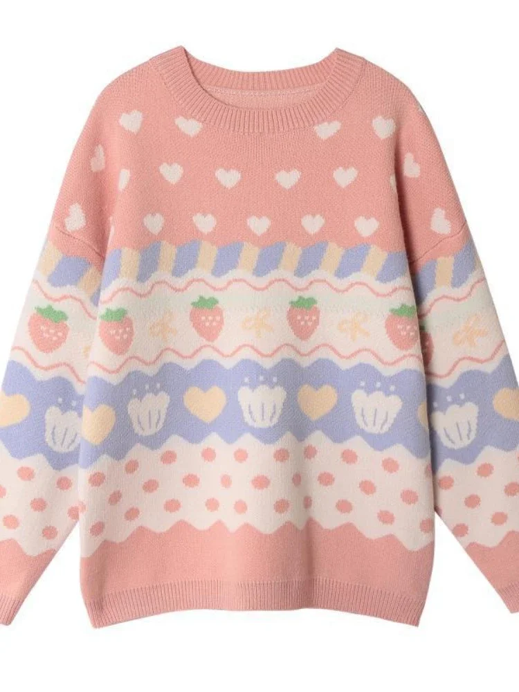 Pink Cartoon Strawberry Embroidery Sweaters Sweet Style Knit Pullovers Women Winter Thick Warm Christmas Sweater Jumpers Girls
Pink Cartoon Strawberry Embroidery Sweaters Sweet Style Knit Pullovers Women Winter Thick Warm Christmas Sweater Jumpers Girls