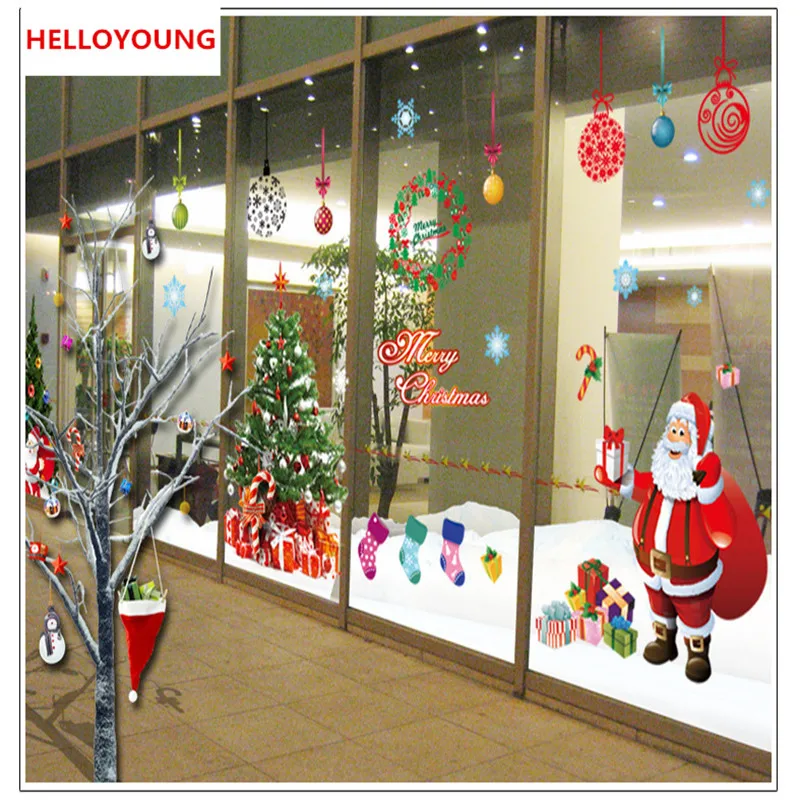 

Christmas Window Stickers Merry Christmas Santa Claus Household Wall Sticker DIY Wall Decals Festival Murals Xmas New Year Decor