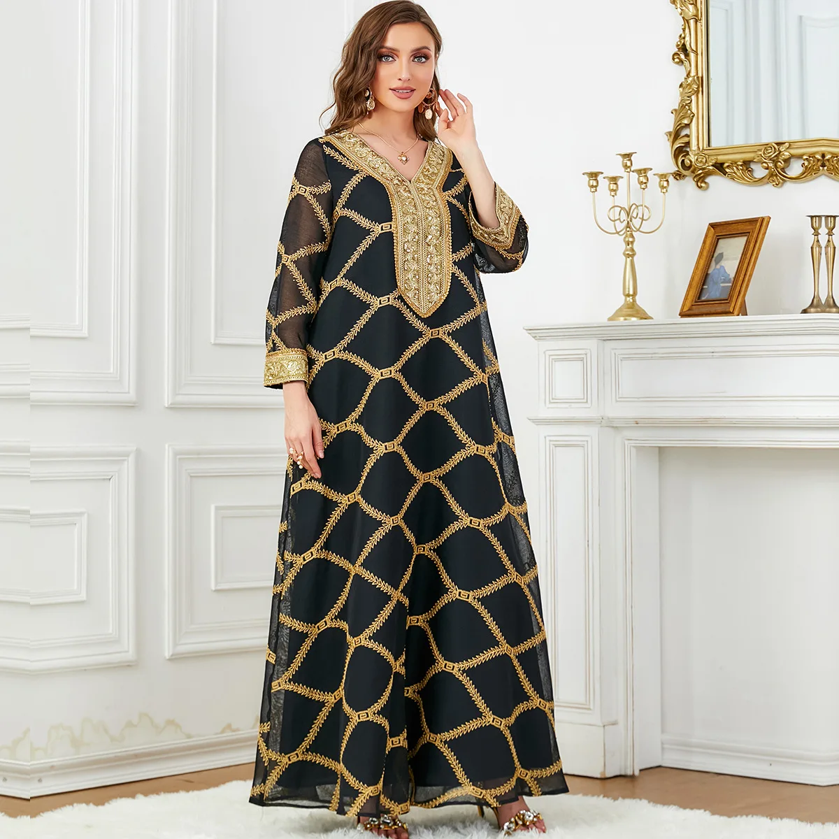 

Arab Morocco Muslim Dress Abaya Women Embroidery Maxi Abayas Dubai Turkey Islam Kaftan Longue Musulmane Vestidos Largos 2024